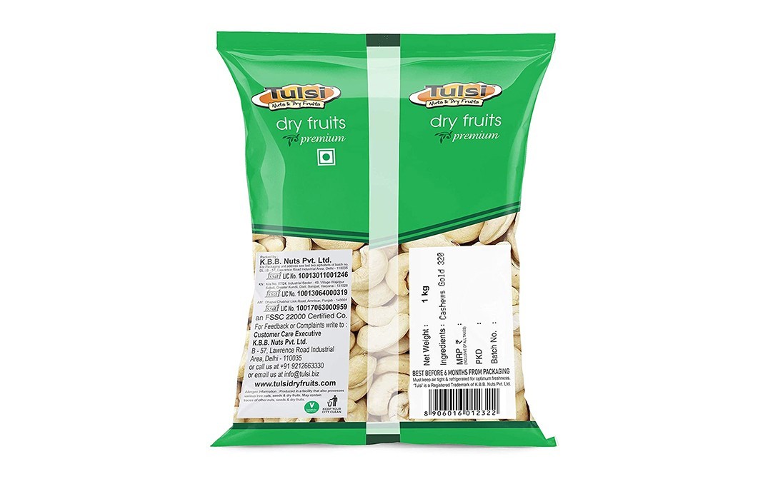 Tulsi Nuts & Dry Fruits Cashew Premium    Pack  1 kilogram
